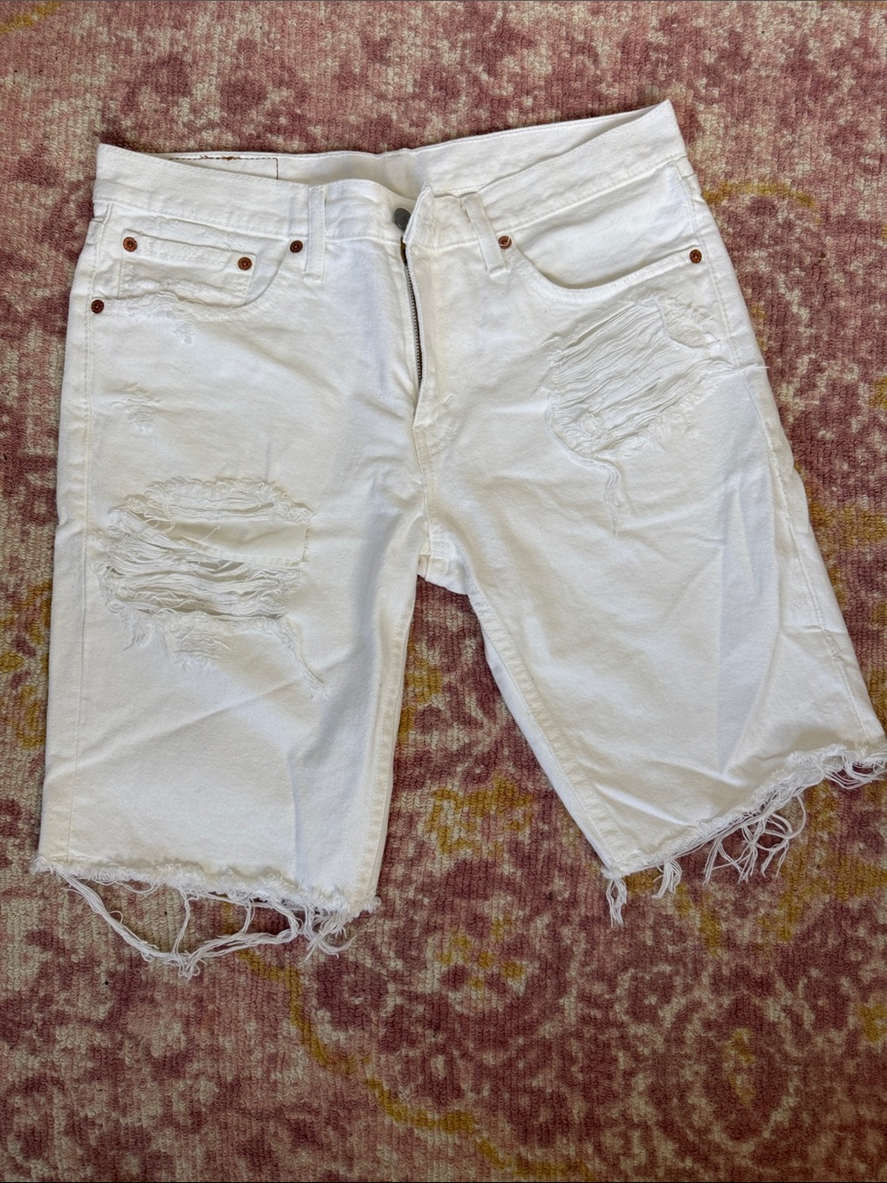 Levi's White Distressed Jean Shorts